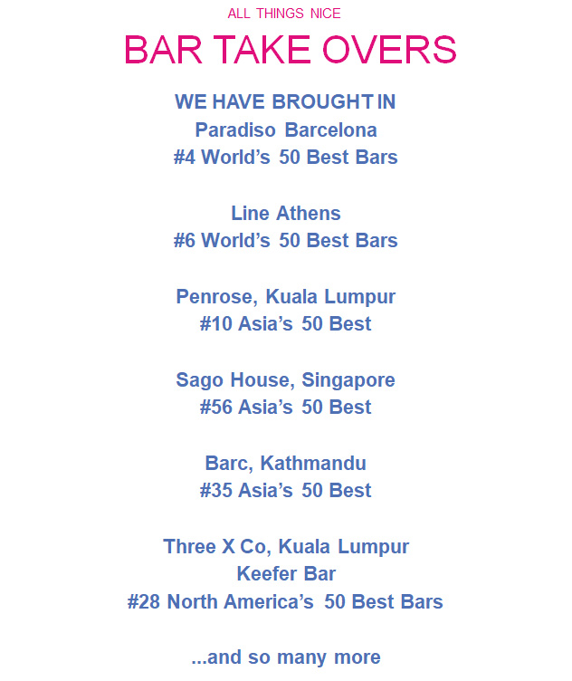 All Things Nice – Bar Take Overs